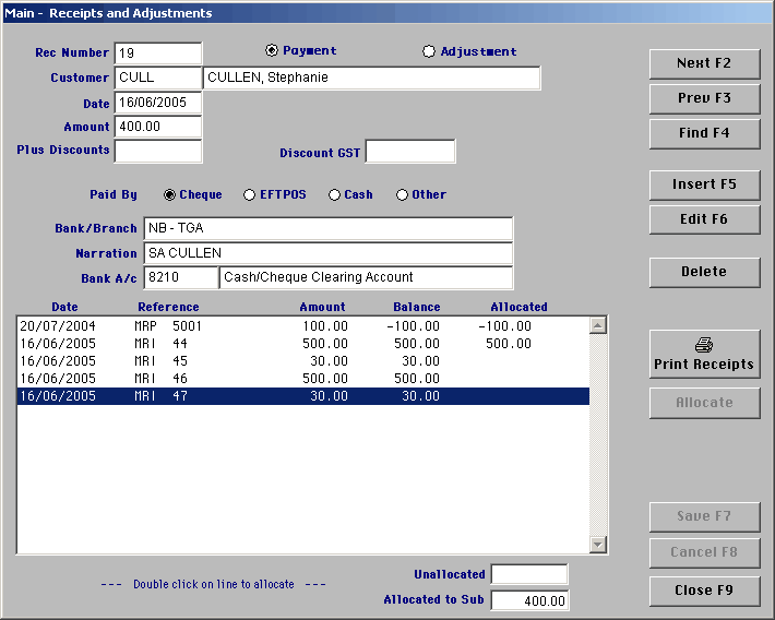 record payment